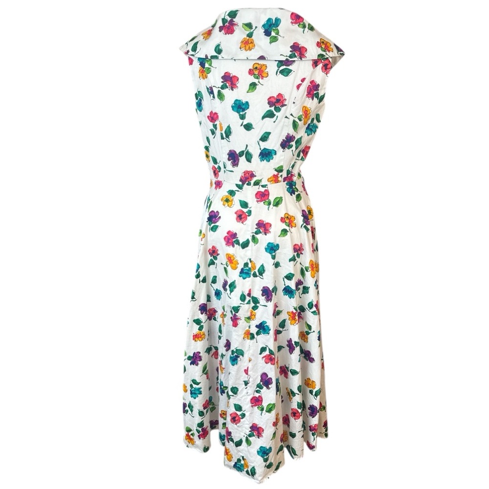 Dennis Goldsmith 80’s Vintage 100% Cotton White Floral Sleeveless Dress 13 - Picture 2 of 12